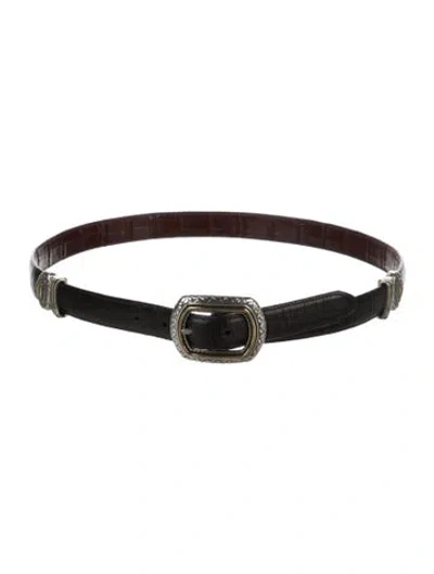 Pre-owned Brighton Skinny Leather Waist Belt In Brown