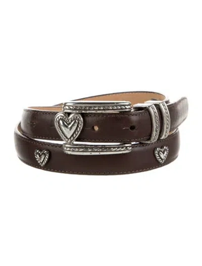 Pre-owned Brighton Skinny Leather Waist Belt In Brown