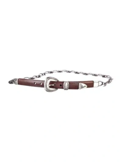 Pre-owned Brighton Skinny Leather Waist Belt In Multi
