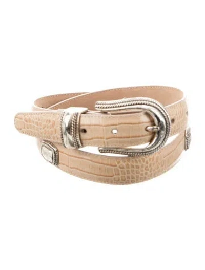 Pre-owned Brighton Skinny Leather Waist Belt In Neutral