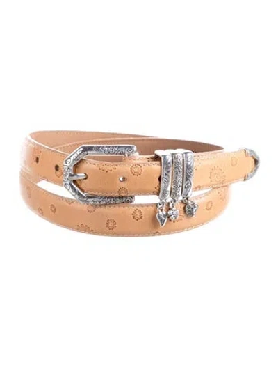 Pre-owned Brighton Skinny Leather Waist Belt In Neutrals