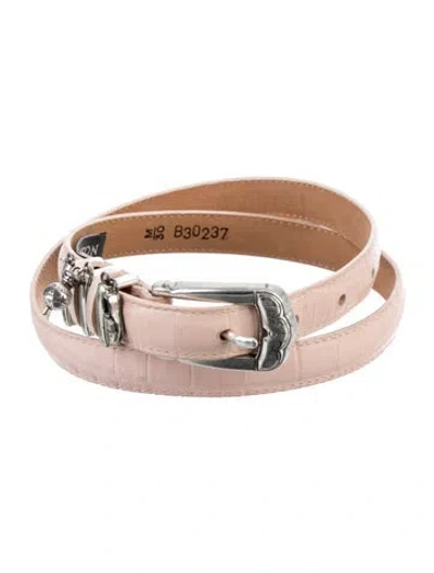 Pre-owned Brighton Skinny Leather Waist Belt In Pink