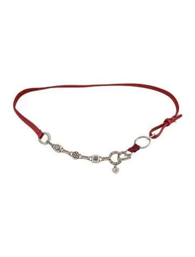 Pre-owned Brighton Skinny Leather Waist Belt In Red