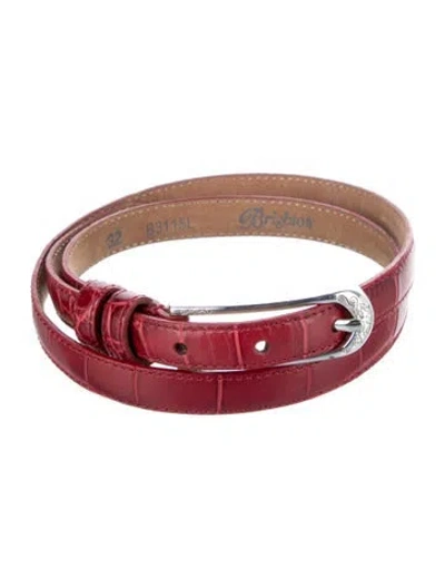 Pre-owned Brighton Skinny Leather Waist Belt In Red