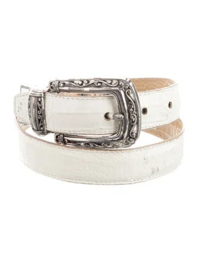 Pre-owned Brighton Skinny Leather Waist Belt In White