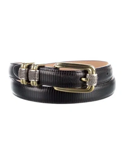 Pre-owned Brighton Skinny Lizard Belt In Blue