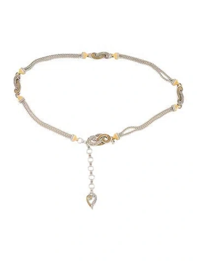 Pre-owned Brighton Skinny Metal Chain-link Belt In Gold/silver