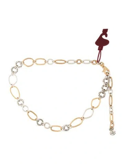 Pre-owned Brighton Skinny Metal Chain-link Belt In Gold/silver