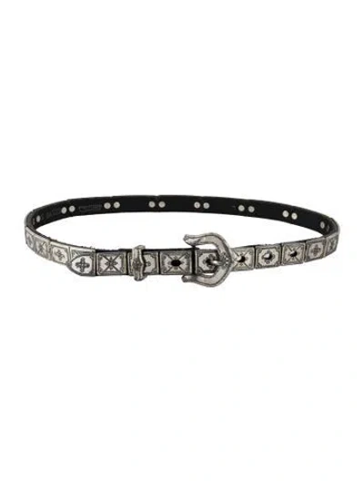 Pre-owned Brighton Skinny Metal Waist Belt In Silver