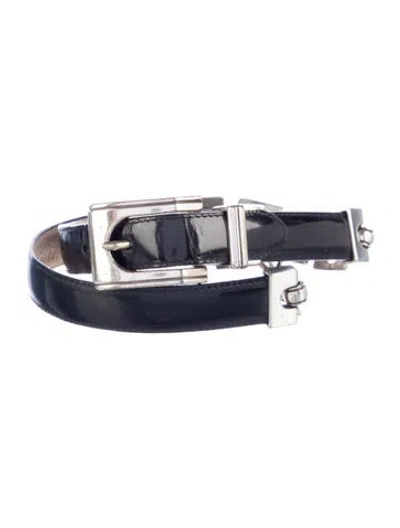 Pre-owned Brighton Skinny Patent Leather Waist Belt In Black
