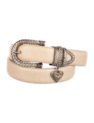 Pre-owned Brighton Skinny Snakeskin Belt In Neutral