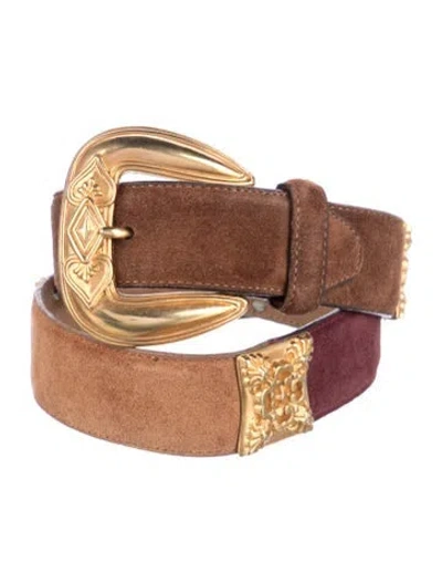 Pre-owned Brighton Skinny Suede Belt In Brown