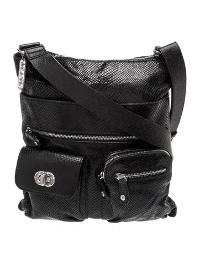 Pre-owned Brighton Snakeskin Messenger Bag In Black