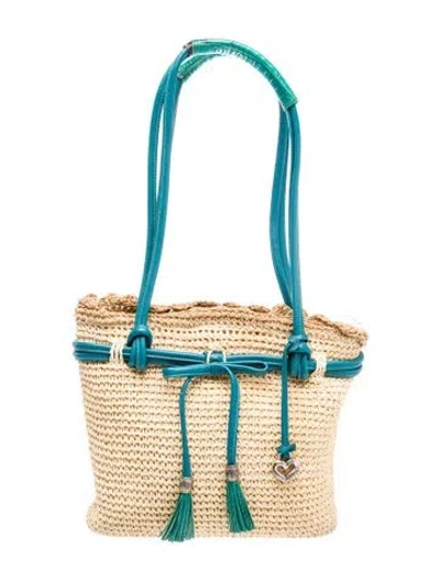 Pre-owned Brighton Straw Bucket Bag In Neutral