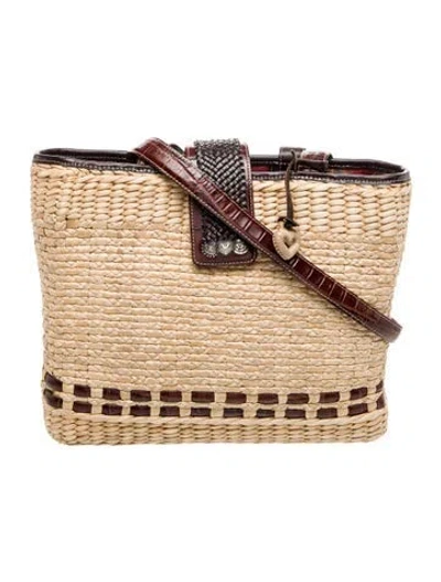 Pre-owned Brighton Straw Bucket Bag In Neutral