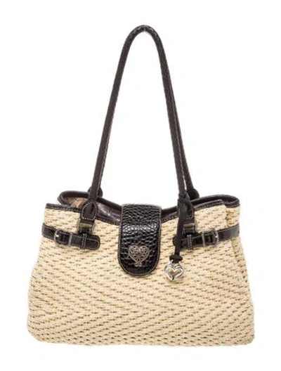 Pre-owned Brighton Straw Shoulder Bag In Neutral