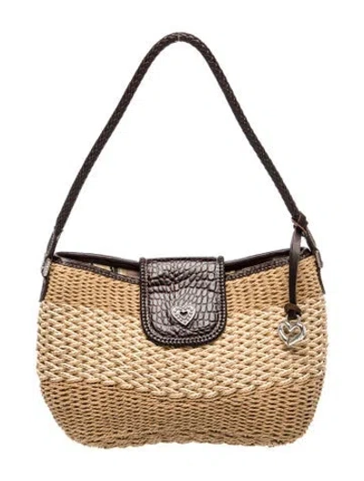 Pre-owned Brighton Straw Shoulder Bag In Neutral