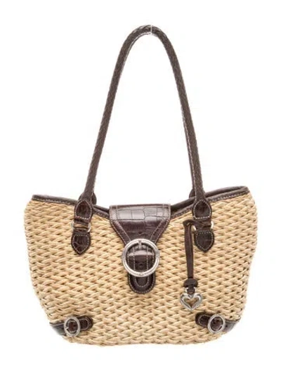 Pre-owned Brighton Straw Shoulder Bag In Neutral