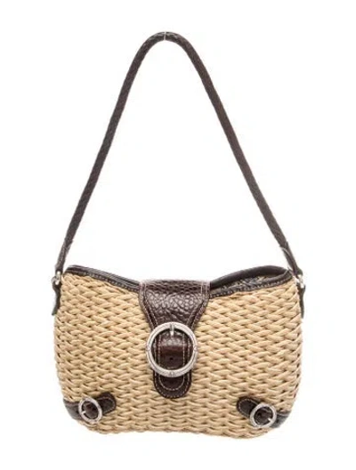 Pre-owned Brighton Straw Shoulder Bag In Neutral
