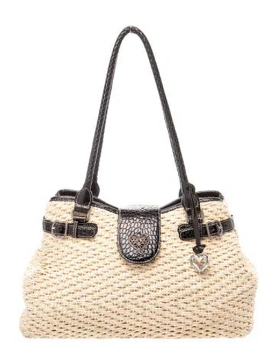 Pre-owned Brighton Straw Top Handle Bag In Brown