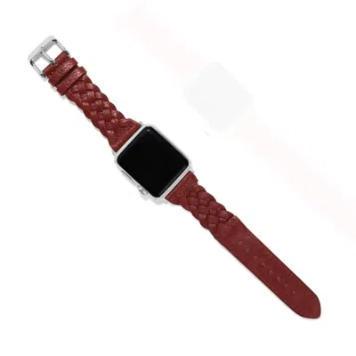 Brighton Sutton Braided Leather Watch Band In Chili Pepper Red In Brown