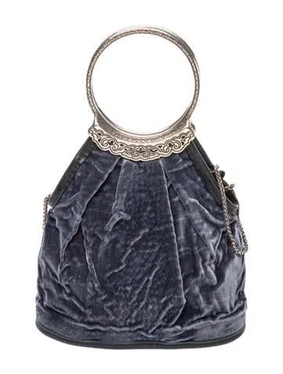 Pre-owned Brighton Velvet Top Handle Bag In Blue