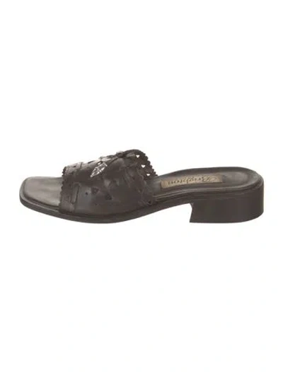 Pre-owned Brighton Vintage Leather Slides In Gray