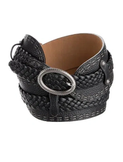 Pre-owned Brighton Wide Leather Belt In Black