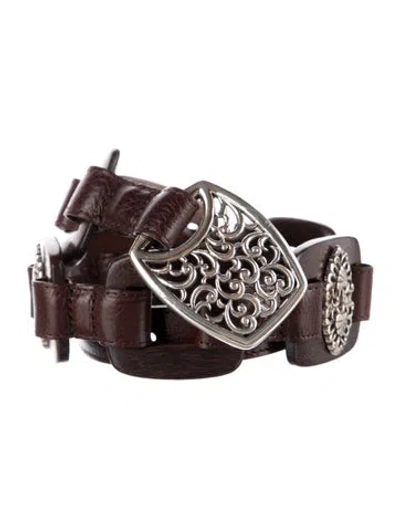 Pre-owned Brighton Wide Leather Belt In Brown