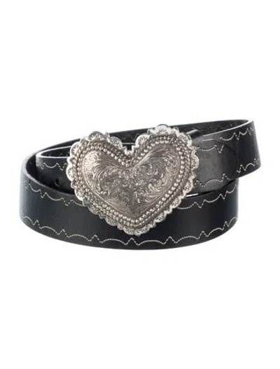 Pre-owned Brighton Wide Leather Belt Kit In Black