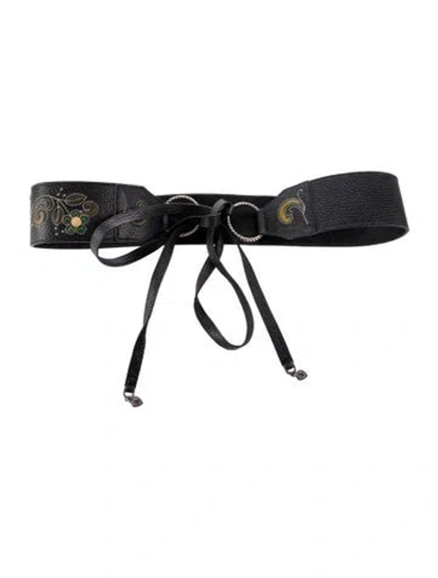 Pre-owned Brighton Wide Leather Waist Belt In Black