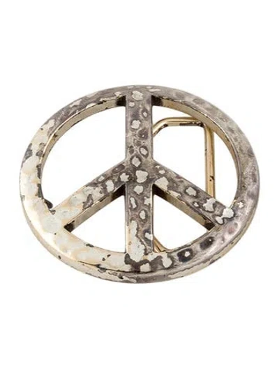 Pre-owned Brighton Wide Metal Waist Belt In Silver