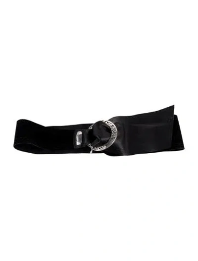 Pre-owned Brighton Wide Suede Waist Belt In Black