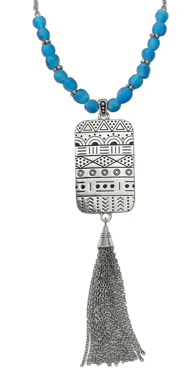 Brighton Women's Africa Stories Etched Beaded Necklace In Blue