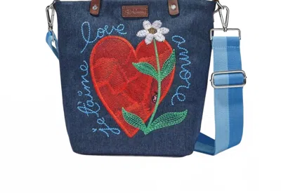 Brighton Women's Amoreheart Embroidered Medium Messenger Bag In Blue/red In Multi