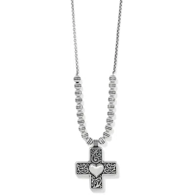 Brighton Women's Carlotta Heart Cross Necklace In Silver
