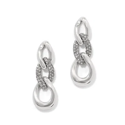 Brighton Women's Cleo Pave Link Post Drop Earrings In Silver Plated In Multi