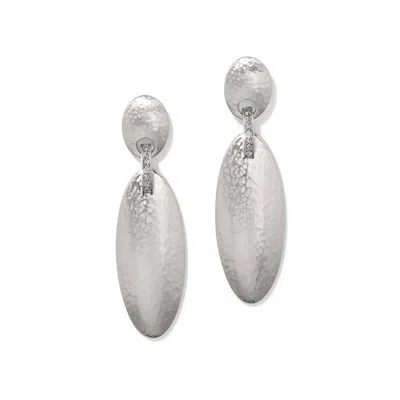 Brighton Women's Elegant Meridian Orbit Oval Post Drop Earrings In Silver In White