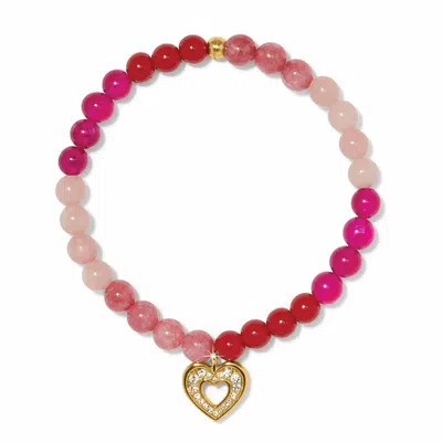 Brighton Women's Enchanting Heart Stretch Bracelet In Pink / Gold In Multi