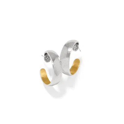 Brighton Women's Ferrara Entrata Moon Small Hoop Earrings In Silver-gold In Metallic