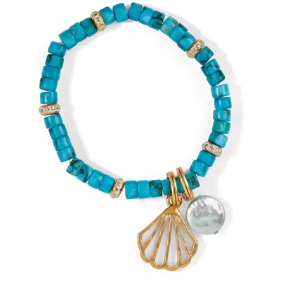 Brighton Women's Heishi Stretch Bracelet In Gold/turquoise In Multi
