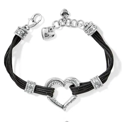 Brighton Women's Heritage Heart Bracelet In Silver-black In Multi