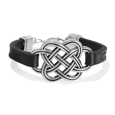 Brighton Women's Interlok Trellis Leather Bracelet In Black