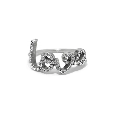 Brighton Women's Love Script Sparkle Ring In Silver