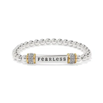 Brighton Women's Meridian Fearless Two Tone Stretch Bracelet In Silver Gold In Metallic