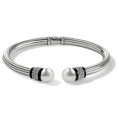 Brighton Women's Meridian Open Hinged Bangle In Silver-black
