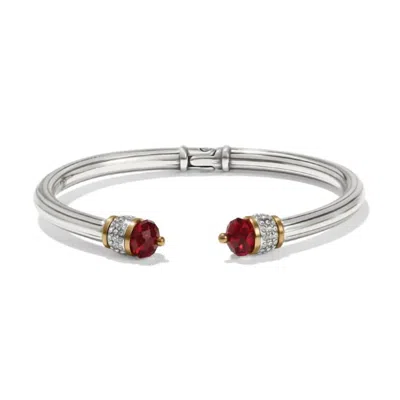Brighton Women's Meridian Open Hinged Bangle In Silver-red In Multi