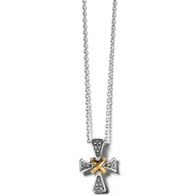 Brighton Women's Meridian Two Tone Mini Cross Necklace In Silver Gold