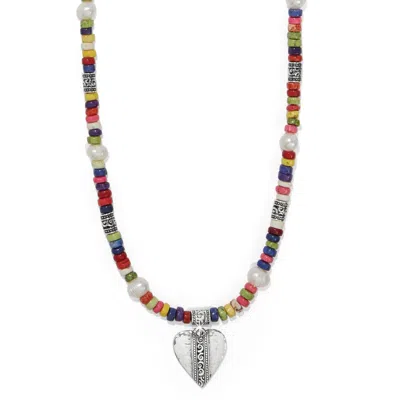 Brighton Women's Mingle Medley Petite Beaded Necklace In Silver-multi