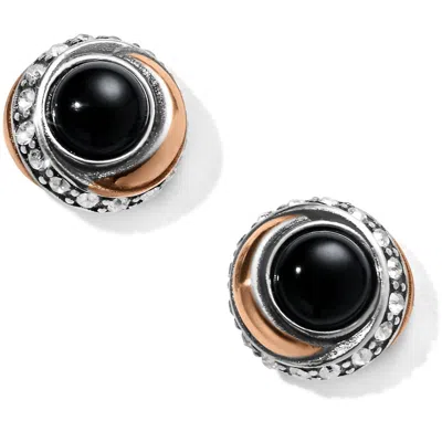 Brighton Women's Neptune's Rings Black Agate Button Earrings